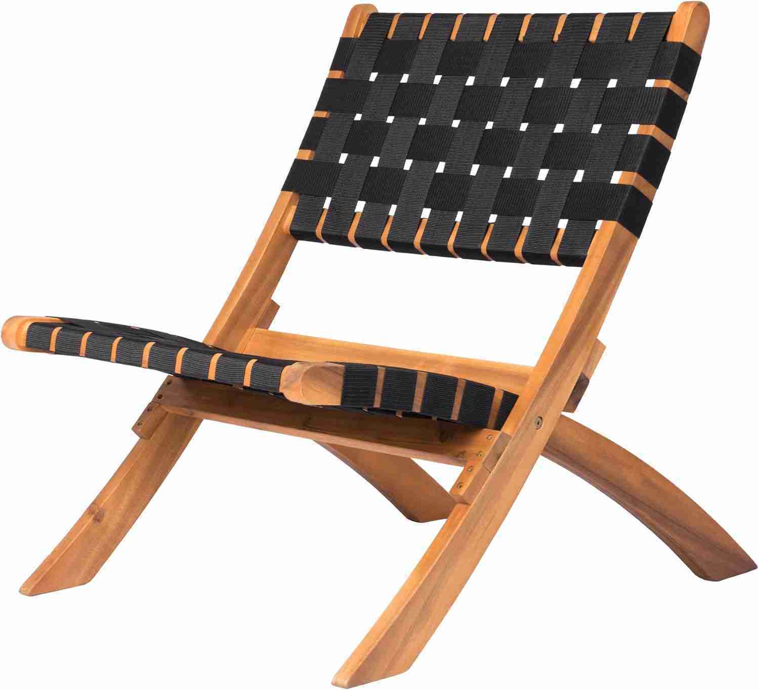 Patio Sense Sava Outdoor Folding Chair | Acacia Wood Construction | Black Woven Webbing Seat | For Indoors, Porch, Lawn, Garden, Deck, Balcony, Beach, Camping, Sunbathing, Backyard, Fishing, Sporting : Patio, Lawn & Garden | Rental