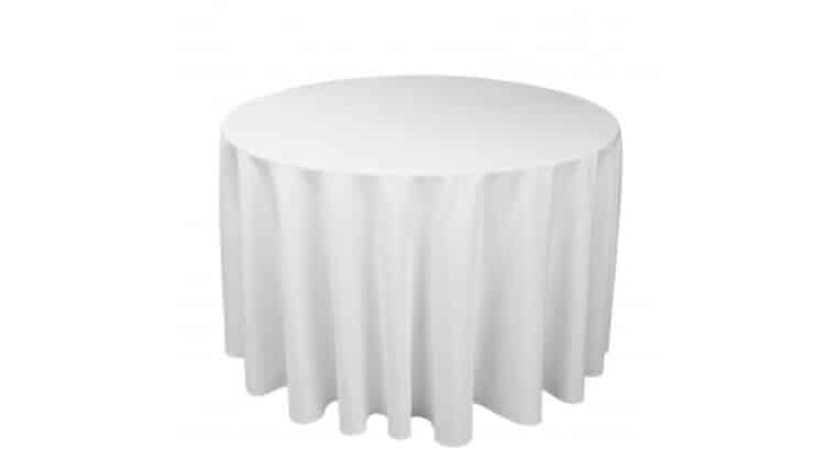 Polyester 120" Round Tablecloth - White | Rental