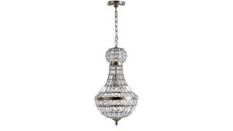 Regina 12 in. 1-Light Antique Brass Crystal/Metal Empire LED Pendant | Rental