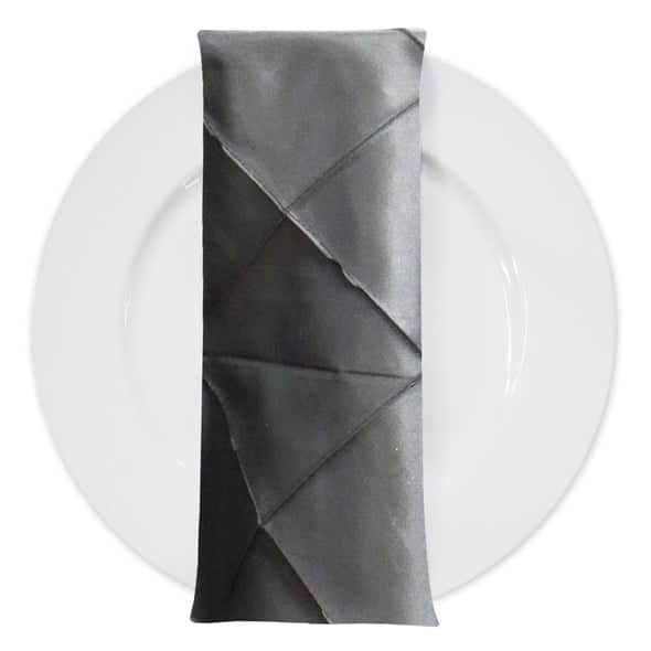 4" Pintuck Taffeta Table Napkin in Charcoal | Rental
