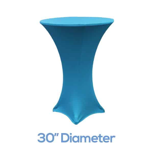 200 GSM Grade A Quality Spandex Hi-Boy Table Cover - Aqua Blue - Cocktail Table - 30" Diameter | Rental