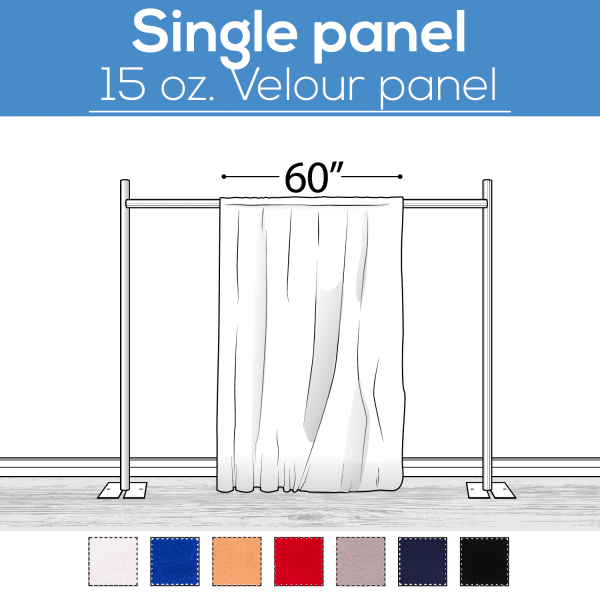 15 oz. Inherently Fire Retardant Polyester Velour - Sewn Drape Panel 60" Wide w/ 4" Rod Pockets - 14ft | Rental
