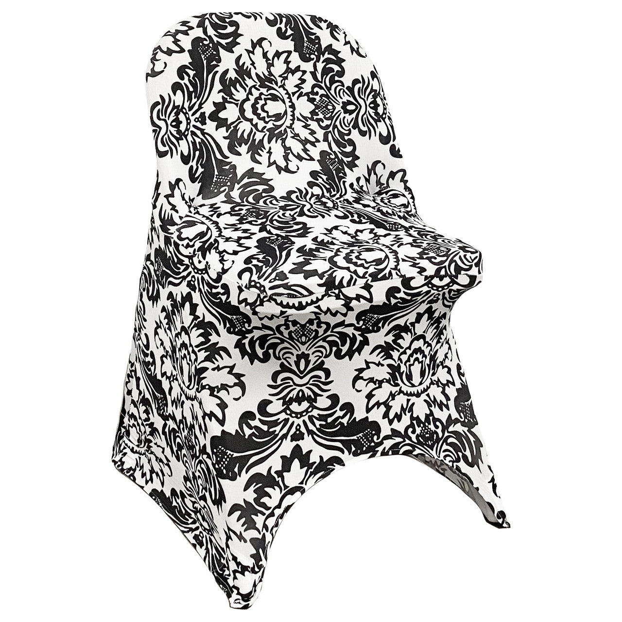 Print Spandex Folding Chair Cover in Damask | Rental