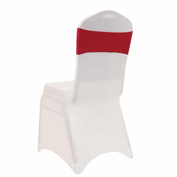 DecoStar™ 5" Wide Spandex Chair Band - Apple Red - 10 PACKS | Rental
